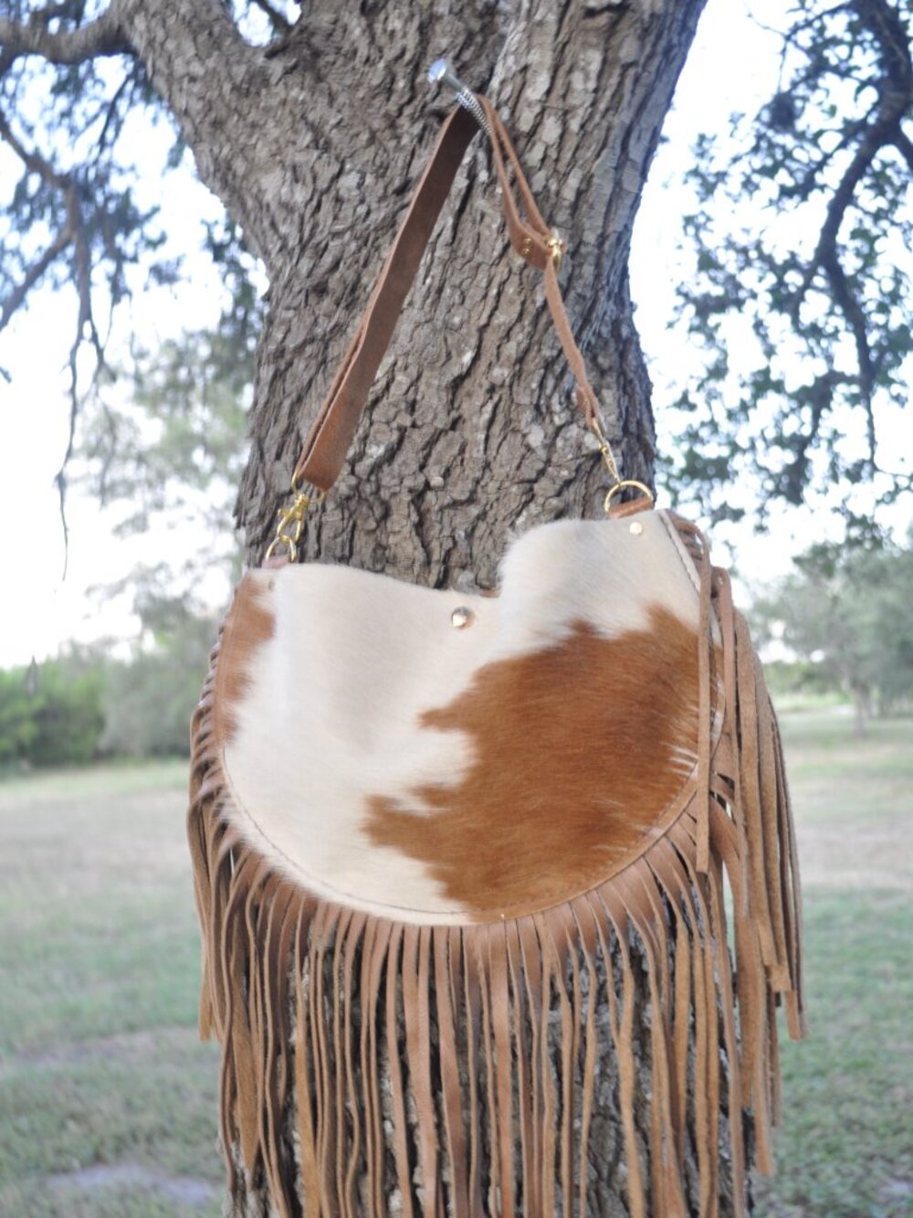 🤎🤍 Handmade Cowhide Fringe Purse | Genuine Leather | One-of-a-Kind Western Sta